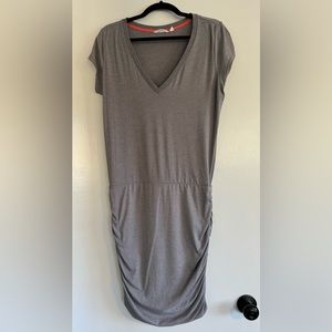 Athleta Cotton Ruched Midi Dress Grey